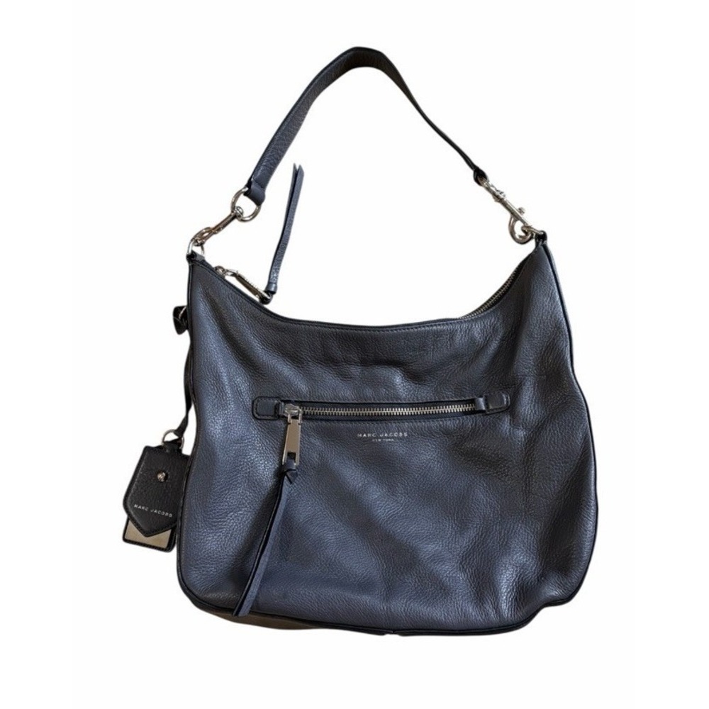 $550 Marc Jacobs Recruit Grey  Leather Hobo Bag Purse Silver Hardware